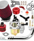 Predator 212 Stage 1 Carb Kit With 212 Exhaust Pipe for 212 224cc 196cc GX160 GX200 engines, includes air filter and throttle cable.