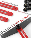 Premium Adjustable Stair Tread Template And Rock Solid Woodworking Gauge For Hella Easy Measurements With Adjustable Length Extensions For Any Floor Leveling Or Deck Project That Delivers Big Time Accuracy On Site, showing anodized measuring tools.