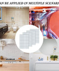 Collage with Self Adhesive Disco Mirror Tiles Mosaic Kit 5x5 mm Silver in bathroom, kitchen, and home decor applications.