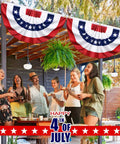 Six Pack 3x6 Ft Pleated American Flag Bunting For Outdoor Decor Patriotic Red White And Blue Banner Set For Independence Day