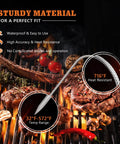 Two Pack Meat Probe Replacement Kit With Thermometer Holder Clip For Recteq Wood Pellet Grills shown on a sizzling grill