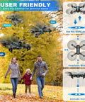 Beginner Friendly 1080P Foldable Drone With Light, Stable Altitude Hold flying with various controls in a park setting.