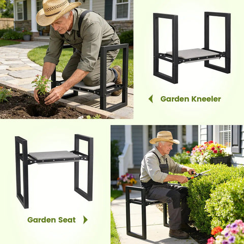Heavy Duty Garden Kneeler And Seat 500 Lb Capacity 2 In 1 Bench For Kneeling And Sitting Anti-Tip With 10.5 Inch Wide Kneeling Pad