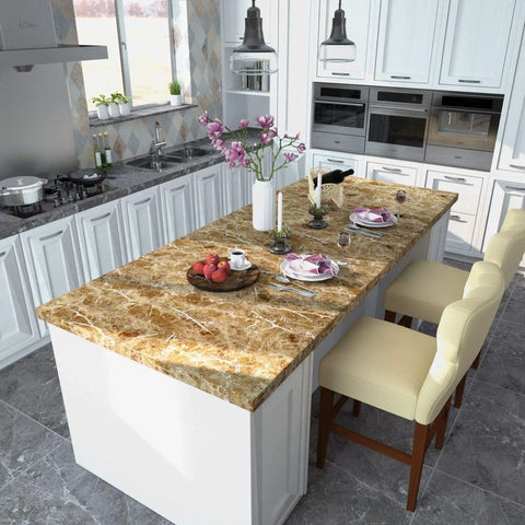 Brown Marble Contact Paper Peel And Stick Countertop Wallpaper For Kitchen Cabinets Waterproof Self Adhesive Removable Vinyl Decor