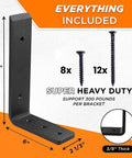 Solid As A Rock Eight Inch Countertop Support Brackets Premium Zinc Plated Heavy Duty Steel L Braces Four Pack displaying 8" and 6" dimensions.