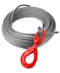 Beefy 3/8 Inch By 100 Foot Steel Core Winch Cable With Hook For Tow Trucks Rollbacks And Recovery, 4050 Lbs Working Load Limit