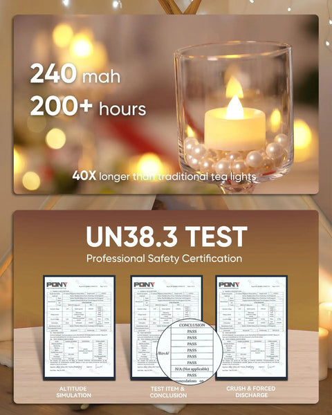 24 Pack Flameless LED Tea Lights Battery Operated With Realistic Flicker in glass holder with 240mah 200+ hour runtime