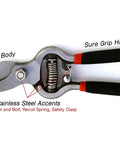 Heavy Duty Bypass Pruning Shears For Garden Pros With Forged Steel Blades Safety Lock Non Slip Comfort Grips And Precision Cuts Up To One Inch Diameter For Serious Gardeners with carbon steel body