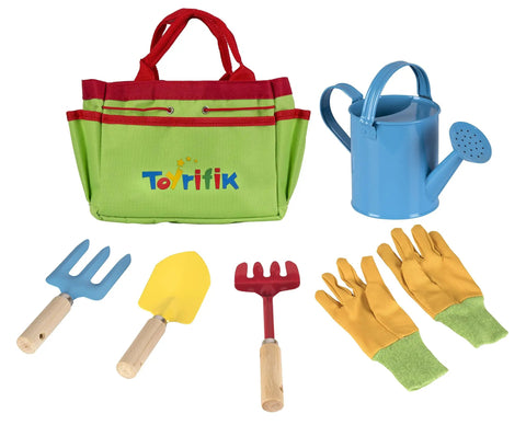 Kids Garden Tool Set With Tote Bag All In One Kit Includes Watering Can Gloves Shovel Rake Fork And Garden Tote Perfect Starter