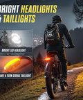 Dual Motor 6000W Fat Tire Electric Mountain Bike For All Terrain Adventures with bright LED headlights and taillights