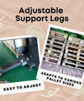 Adjustable support legs for Industrial Grade Electric Straddle Stacker Rated For 3300 Lb Capacity With 157 Inch Lift.