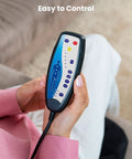 Hand holding remote control for Back Massager With Heat And Vibration, Seat Cushion With 8 Massage Nodes And 5 Modes