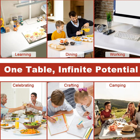 Heavy Duty Eight Foot Folding Table Fold In Half Utility Table For Indoor Outdoor Use Great For Camping Picnics Parties