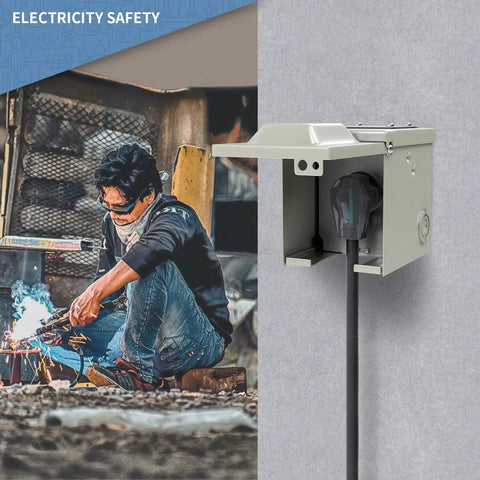 Heavy Duty 50 Amp 250 Volt NEMA 6 50R Welding Outlet Box Enclosed Lockable Weatherproof Outdoor Electrical Cabinet