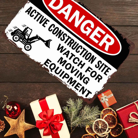 Active Construction Site Warning Sign Aluminum 8x12 Inch Rustproof Metal Wall Decor with holiday gifts and decorations