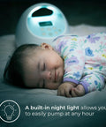 Hassle Free Portable Electric Breast Pump With Rechargeable Battery And Soft Suction Levels Includes Total Must Have Travel Tote Nursing Bottles And Insulated Cooler Bag For Busy Mom Life with built-in night light and sleeping baby.