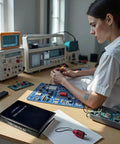Technician using SMD Capacitor And Inductor Assortment Kit For Prototyping And Repairs with 0402 0603 0805 1206 Capacitors