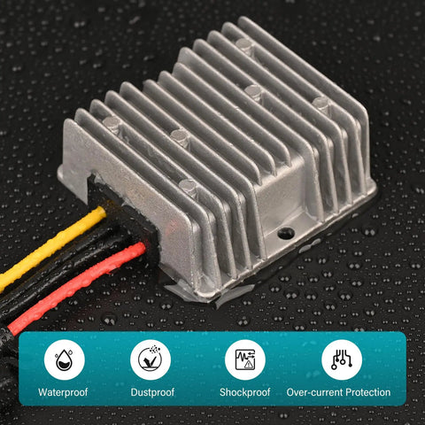 24V To 12V 30A Waterproof Buck Converter Regulator With Fuse 360W DC To DC Step Down Power Module Aluminum Shell Sealed Design