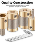 Stained Glass Diamond Grinder Bit Set Pro Grade 4 Size Heads for Glass Drilling Brass Core Bits with Allen Wrenches
