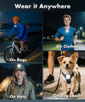 Two Pack Clip On Running Lights With Rechargeable Battery Ultra Bright 24 LED Beams on bike, clothes, hat, and dog leash