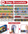 Monster Truck Party Bracelets Set 48 Pieces Slap And Rubber Silicone Wristbands 24 Slap 24 Rubber Styles shown in 12 designs