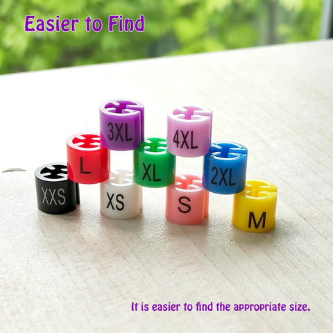 900 Piece Plastic Clothes Hanger Size Markers Set With Nine Bright Color Coded Clips From XXS To 4XL For Quick Visual ID