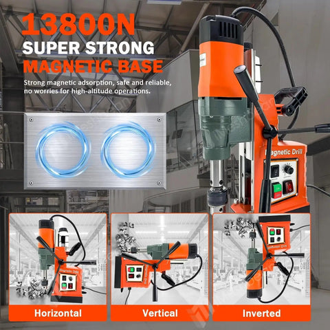 1800W 2 Inch Magnetic Drill Press With 3102 Lbf Holding Force, 760 Rpm Electric Core Boring Machine with strong magnetic base.