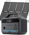 Portable Power Station 600W With 80W Solar Panel 288Wh LiFePO4 Battery Dual 120V AC Outlets 100W USB C PD Fast Charge