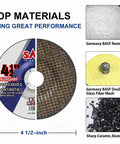 Straight Shooter 25 Pack Of 4.5 Inch Depressed Center Grinding Wheels showing aluminum oxide disc and materials for metal prep.