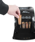 Hand using Eco Friendly Manual Hand Crank Coin Sorter No Electricity Needed Large 200 Coin Capacity Front Door Keeps Dust Out