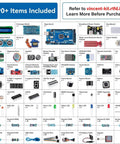 All In One Electronics Starter Kit For Arduino Mega 2560 R3 And Nano, More Than 291 Components, items displayed