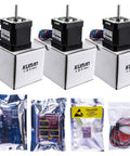 Badass DIY CNC Router Bundle With Rock Solid Arduino GRBL Shield, Nema 17 Stepper Motors, DRV8825 Drivers showing stepper motors in boxes and protective packaging.