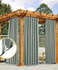 Weighted Outdoor Curtains For Patio With Rope Tie, Waterproof And Windproof Thermal Privacy For Pergola, 2 Panels W52 X L84, Sage Green.