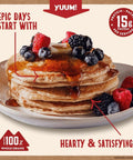 Stack of pancakes with berries and syrup, Protein Pancake Power Cakes Buttermilk Mix Pack Of 6 Non GMO Flapjack And Waffle Breakfast Mix