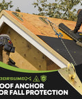Built Like a Tank Pro Grade Bull Ring Roof Anchor for Fall Protection installed on sloped wooden roof, enabling safe exterior work.