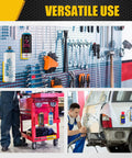 4 Pack Magnetic Aerosol Spray Can Holder With Rubber Coated Magnets in use on garage wall, toolbox, and car workshop.