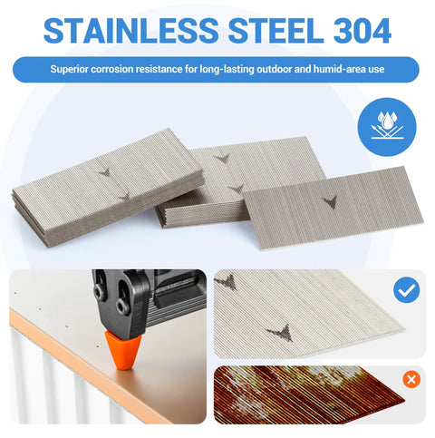 Hella Sturdy Three Eighths Inch 23 Gauge Pin Nails In 304 Stainless Steel Micro Headless Finish Nails For Nail Gun Trim Carpentry And Fine Woodworking Crafts 1500 Piece Pack with a close-up of pin nail strips.