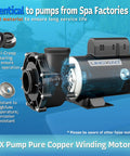 3Hp Two Speed Hot Tub Spa Pump Motor Replacement 230V 56 Frame Two Inch Port Heavy Duty Water Jet System with copper winding motor.