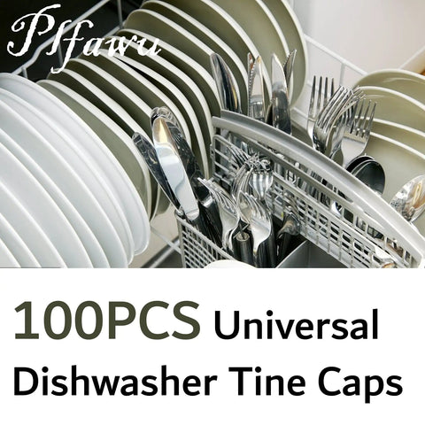 Universal Dishwasher Rack Tine End Cap Replacement 100 Pack Flexible Vinyl Extra Long One Inch Anti Slip Round Tips White