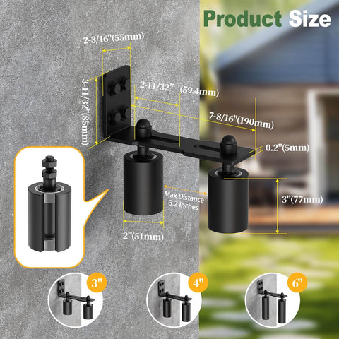 Adjustable Sliding Gate Roller Hardware Kit With Heavy Duty Steel Wall Mount Bracket And Nylon Roller Guide For Garage Doors