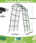Super Sturdy 7 Foot Garden Arch Trellis For Climbing Plants In Backyard Raised Beds Heavy Duty Coated Metal Arbor dimensions