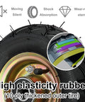 Tough As Nails 4 Piece Heavy Duty Pneumatic Rubber Caster Wheels With Secure Swivel Brakes And Stainless Steel Hardware showing high elasticity rubber tire.