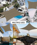 Waterproof Sun Shade Sail Canopy Awning Shelter 10x13 Feet For Backyard Patio Garden Carport UV Block Khaki durable outdoor shade