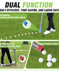 Lightweight Aluminum Golf Ball Picker Tube for Easy Ball Retrieval and Placement displayed on grass with ball setting and pickup.
