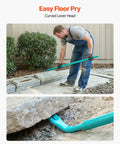 Man using Monster Pry Bar With 52.5 Inch Carbon Steel Handle For Demolition And Concrete Teardown Heavy Duty Crowbar 2000lbs Prying Capacity Floor Demo Tool Ideal For Construction And Industrial Use on concrete slab.