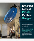 Kayak And Canoe Ceiling Hoist For Garage Storage, Heavy Duty Pulley System With Adjustable Straps, Overhead Rack Installed