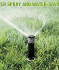 Heavy Duty 4 Inch Pop Up Sprinkler Heads 8 Pack For Lawn Irrigation Upgrade, spraying water over lush grass.