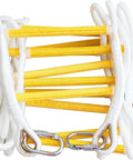 2 Story 16Ft Fire Escape Ladder With Flame Resistant Safety Rope, Grab And Go Deploy, compact yellow and white design