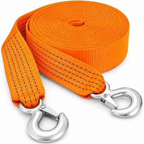 Heavy Duty Tow Strap With Hooks For Truck Car ATV Motorcycle Recovery 2 Inch By 40 Foot 20,000 Pound Break Strength Durable Recovery Strap For Safe Vehicle Tows, orange with hooks