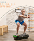 Man exercising on Rumblex 4D Vibration Plate Exercise Machine with Triple Motor Oscillation in home setting